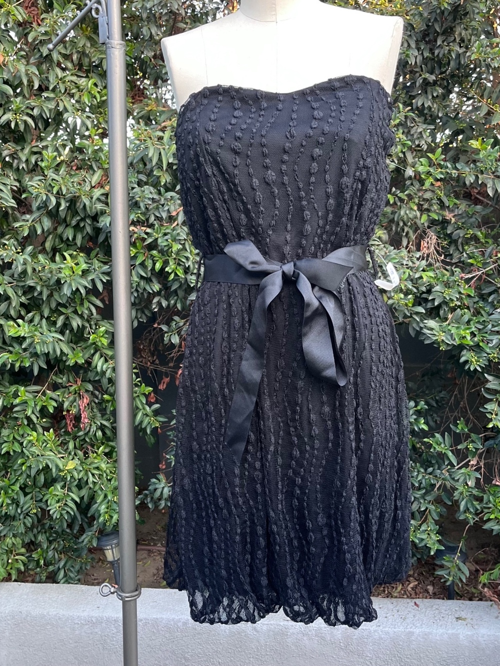 Black Textured Strapless Dress 3XL USA Made 90s Cocktail Prom Party Formal